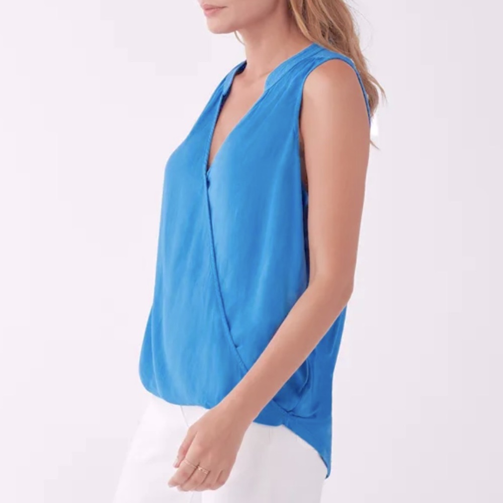 Splendid Tank Blue Mixed Media Surplice Tank NWT